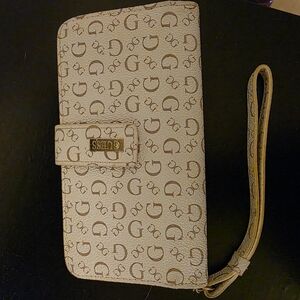 Guess Tan Wallet Phone Case with Wristlet